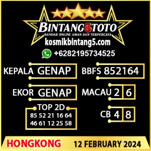 Prediksi Bintang5 Hongkong 12 February 2024